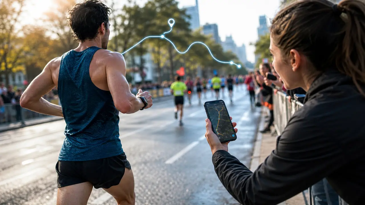 Course à pied en direct avec données de tracking superposées