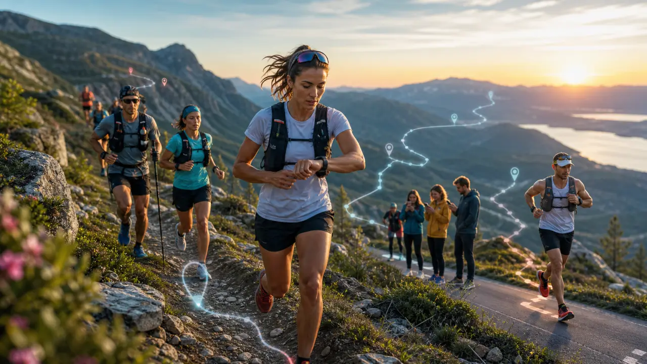 Runner en action avec données de suivi en temps réel
