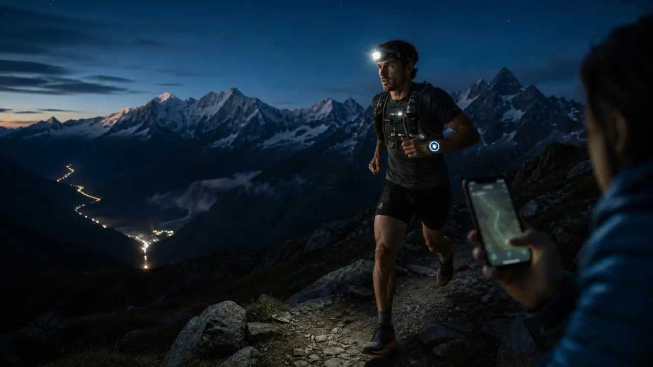 Suivi live d’un coureur de l’UTMB avec données GPS et allure affichées