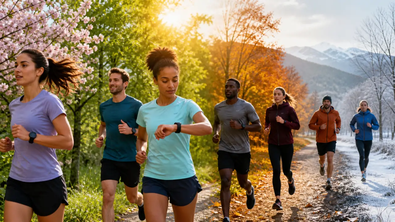 Runner en action avec statistiques de course superposées